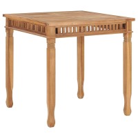 Vidaxl Square Patio Dining Table - 31.5X31.5X31.5 - Fine Sanded Teak Hardwood - Weather-Resistant - Easy Assembly - Brown