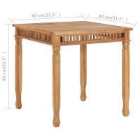 Vidaxl Square Patio Dining Table - 31.5X31.5X31.5 - Fine Sanded Teak Hardwood - Weather-Resistant - Easy Assembly - Brown