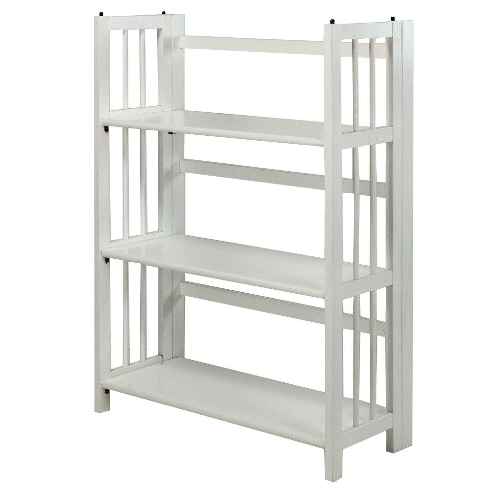 Casual Home 3-Shelf 27.5 Wide Folding Stackable Bookcase, White (New)