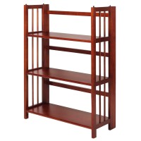 Casual Home 3-Shelf 275 Wide Folding Stackable Bookcase, Mahogany (New)