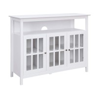 Convenience Concepts Big Sur Deluxe Tv Stand With Storage Cabinets And Shelf For Tvs Up To 55 Inches, White