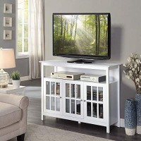 Convenience Concepts Big Sur Deluxe Tv Stand With Storage Cabinets And Shelf For Tvs Up To 55 Inches, White