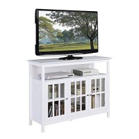 Convenience Concepts Big Sur Deluxe Tv Stand With Storage Cabinets And Shelf For Tvs Up To 55 Inches, White