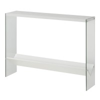 Convenience Concepts Soho Glass V Console Table With Shelf, Whiteglass