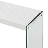 Convenience Concepts Soho Glass V Console Table With Shelf, Whiteglass