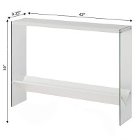 Convenience Concepts Soho Glass V Console Table With Shelf, Whiteglass