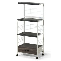 Crown Mark Kitchen Shelf With Casters Bakers Rack, White