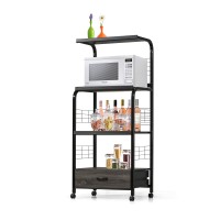 Crown Mark Kitchen Shelf With Casters Bakers Rack, Black