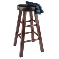 Winsome Wood Maria Cushion Seat Counter Stool, 2-Pc Set, Espresso & Walnut, 25.59