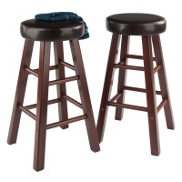 Winsome Wood Maria Cushion Seat Counter Stool, 2-Pc Set, Espresso & Walnut, 25.59