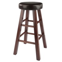 Winsome Wood Maria Cushion Seat Counter Stool, 2-Pc Set, Espresso & Walnut, 25.59