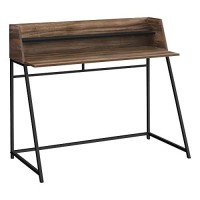 Monarch Specialties Laptop/Writing Table With Small Hutch - 1 Shelf - Trapezoid-Shaped Legs - Home Office Computer Desk, 48 L, Brown Reclaimed Wood-Look/Black