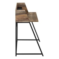 Monarch Specialties Laptop/Writing Table With Small Hutch - 1 Shelf - Trapezoid-Shaped Legs - Home Office Computer Desk, 48 L, Brown Reclaimed Wood-Look/Black
