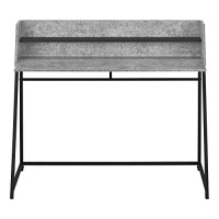 Monarch Specialties Laptop/Writing Table With Small Hutch - 1 Shelf - Trapezoid-Shaped Legs - Home Office Computer Desk, 48 L, Grey Stone-Look/Black