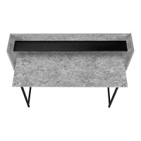 Monarch Specialties Laptop/Writing Table With Small Hutch - 1 Shelf - Trapezoid-Shaped Legs - Home Office Computer Desk, 48 L, Grey Stone-Look/Black