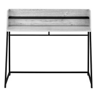 Monarch Specialties Laptop/Writing Table With Small Hutch - 1 Shelf - Trapezoid-Shaped Legs - Home Office Computer Desk, 48 L, Grey Wood-Look/Black