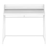 Monarch Specialties Laptop/Writing Table With Small Hutch - 1 Shelf - Trapezoid-Shaped Legs - Home Office Computer Desk, 48 L, White/White