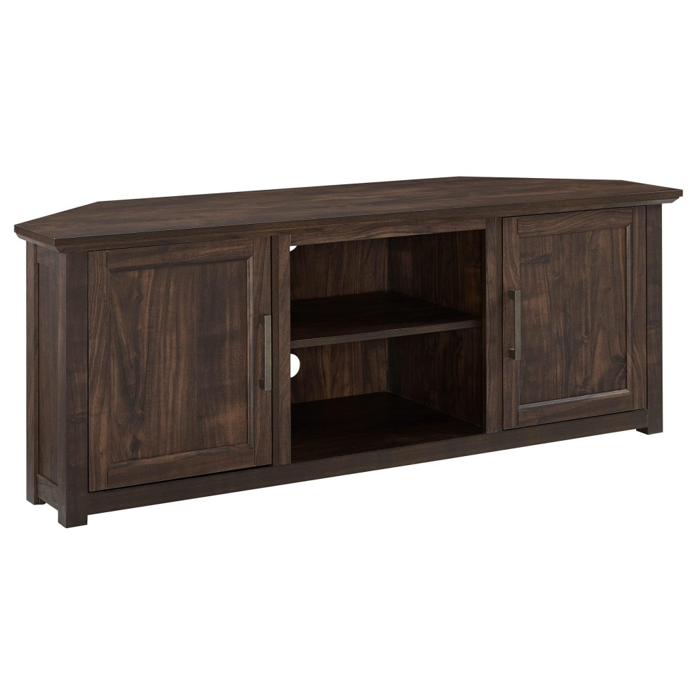 Crosley Furniture Camden 58-Inch Corner Tv Stand With Open Storage Dark Walnut