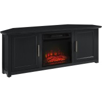 Crosley Furniture Kf100658Bk Camden 58-Inch Corner Tv Stand With Electric Fireplace, Black