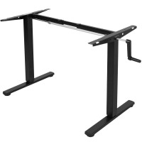 Vivo Compact Hand Crank Stand Up Desk Frame For 33 To 52 Inch Table Tops Ergonomic Standing Height Adjustable Base With Crank Handle Black Desk-M051Cb