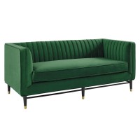 Modway Devote Channel Tufted Performance Velvet Sofa, Loveseat, Emerald