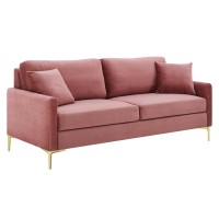 Modway Juliana Performance Velvet Upholstered Sofa, Dusty Rose