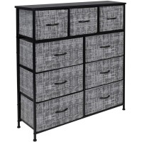 Sorbus Dresser With 9 Drawers - Furniture Storage Chest Tower Unit For Bedroom, Hallway, Closet, Office Organization - Steel Frame, Wood Top, Easy Pull Fabric Bins (Grayblack)