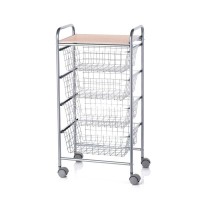 Don Hierro - Kitchen Cart - Kitchen Trolley, Beech Aluminium - Beech Colors