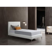 Whiteline Modern Living Bt1689P-Wht Liz Twin Bed Fully Upholstered In Dark Gray Or White Faux Leather
