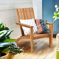 Dortala Outdoor Wood Adirondack Chair, Classic Adirondack Deck Lounge Chair W/Ergonomic Design, Acacia Wood Patio Armchair For Poolside Balcony, Yard, Patio, Garden, Natural
