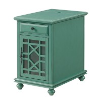 Martin Svensson Home Elegant Power Chairside End Table, 24 In X 16 In X 25 In, Antique Teal