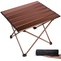 Grope Portable Camping Table With Aluminum Table Top, Folding Beach Table Easy To Carry, Prefect For Outdoor, Picnic, Bbq, Cooking, Festival, Beach, Home (Coffee-S)