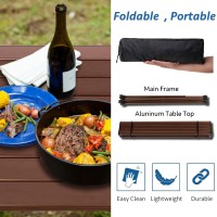 Grope Portable Camping Table With Aluminum Table Top, Folding Beach Table Easy To Carry, Prefect For Outdoor, Picnic, Bbq, Cooking, Festival, Beach, Home (Coffee-S)