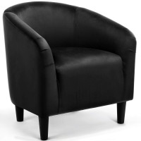 Yaheetech Barrel Chair, Modern Accent Chair Comfy Velvet Armchair Upholstered Club Sofa Chair For Living Room Bedroom Office Small Space Black(28 W X 26 D X 28.5 H)