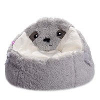 Posh Creations Cute Soft And Comfy Bean Bag Chair For Kids, Animal - Grey Sloth