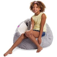 Posh Creations Cute Soft And Comfy Bean Bag Chair For Kids, Animal - Grey Sloth