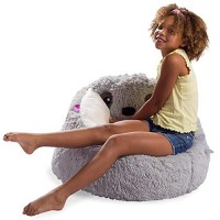 Posh Creations Cute Soft And Comfy Bean Bag Chair For Kids, Animal - Grey Sloth