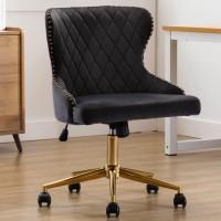 Duhome Modern Home Office Chair Desk Chair Mid-Back With Gold Base Height Adjustable Dark Grey