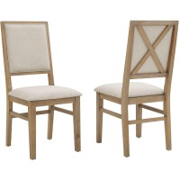 Crosley Furniture Joanna Upholstered Back Chair (Set Of 2), Rustic Brown/Creme