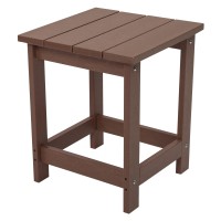 Lzrs Adirondack Square Side Table, Pool Composite Patio Table,Hdpe End Tables For Backyard,Pool, Indoor Companion, Easy Maintenance & Weather Resistant(Brown)