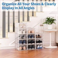 10 Pack Shoe Storage Boxes, Clear Plastic Stackable Shoe Organizer Bins, Drawer Type Front Opening Sneaker Shoe Holder Containers