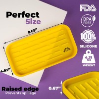 Nivafeel Soap Tray For Kitchen Sink - Premium Silicone Caddy Organizing Tray - 9.65 X 4.93-Inch Sink Tray For Soap, Sponges, Cleaning Supplies - Anti-Slip Design With High Ridges - Yellow