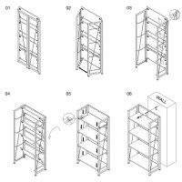 4Nm No-Assembly Folding Bookshelf Storage Shelves 4 Tiers Vintage Bookcase Standing Racks Study Organizer Home Office (Rustic Brown And Black)