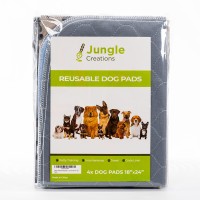 Jungle Creations Washable Pee Pads For Dogs (4-Pack) Reusable Waterproof Potty Training Mats For Puppy Playpen, Whelping Box, Crate Liner For Small And Medium Pets (18A X 24A)