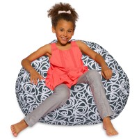 Posh Creations Bean Bag Chair For Kids, Teens, And Adults Includes Removable And Machine Washable Cover, 38In - Large, Canvas Roses Gray