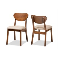 Baxton Studio Damara Sand Walnut Brown Finished Wood 2-Piece Dining Chair Set