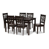 Baxton Studio Ani Modern And Contemporary Dark Brown Finished Wood 7-Piece Dining Set