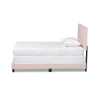 Baxton Studio Caprice Modern And Contemporary Glam Light Pink Velvet Fabric Upholstered Twin Size Panel Bed