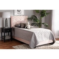 Baxton Studio Caprice Modern And Contemporary Glam Light Pink Velvet Fabric Upholstered Twin Size Panel Bed