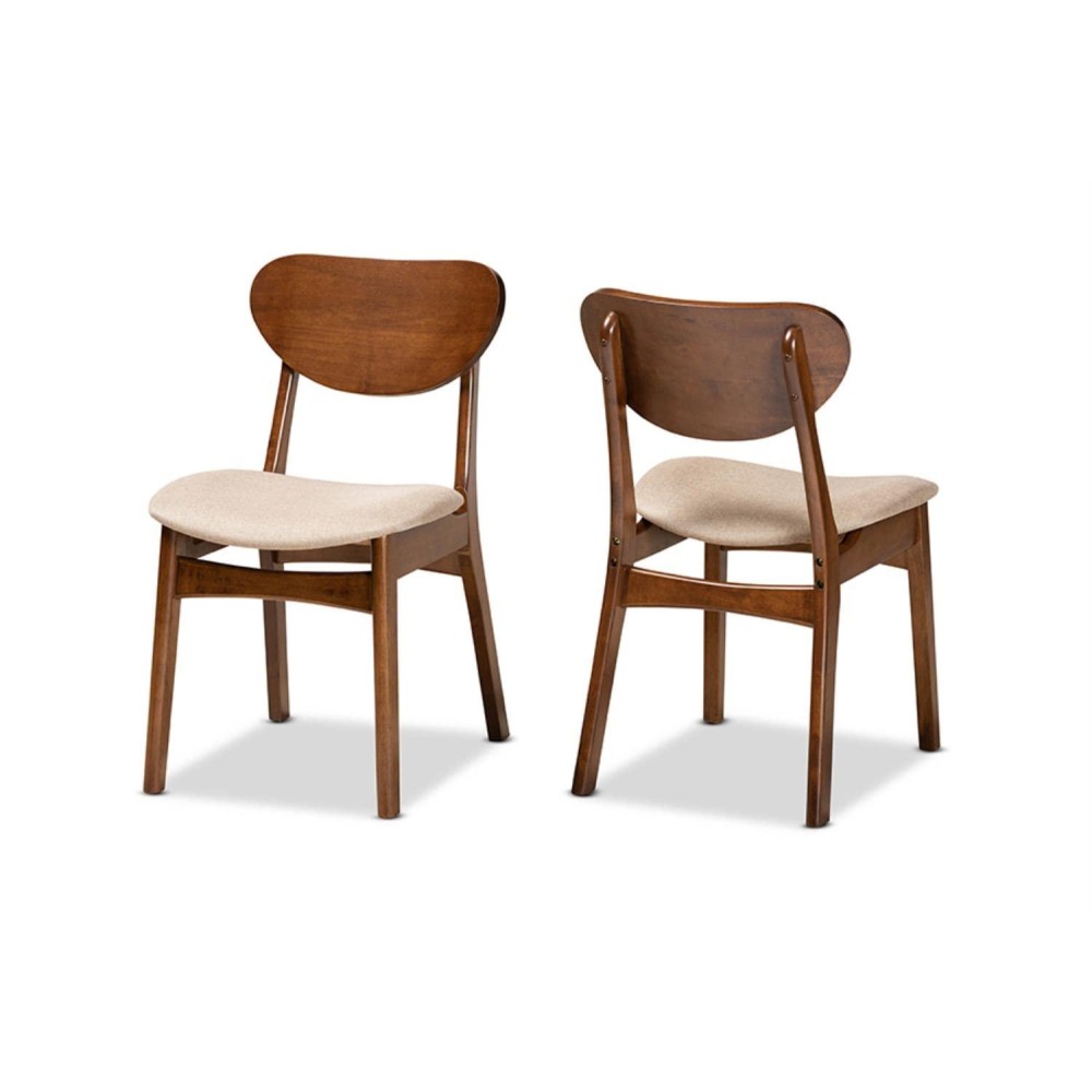Baxton Studio Katya Sand Walnut Brown Finished Wood 2-Piece Dining Chair Set